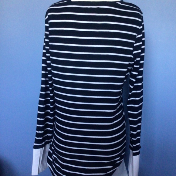 Navy striped top with cuffs by Joe Fresh small size - Picture 3 of 7